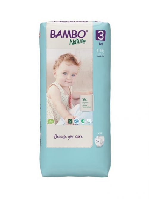 Eco-Friendly 3 M pelene za bebe 4-8 kg Bambo Nature 52 komada