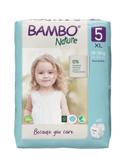 Eco-Friendly 5 XL pelene za bebe 12-18 kg Bambo Nature 22 komada
