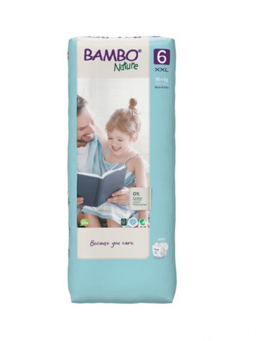 Eco-Friendly 6 XXL pelene za bebe 12-18 kg Bambo Nature 40 komada