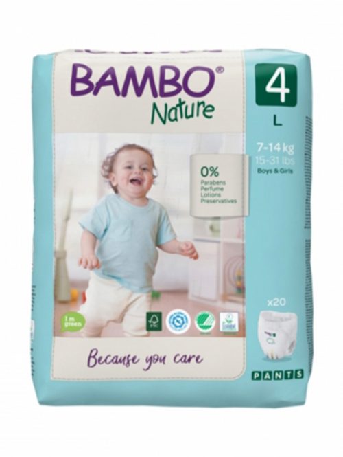 Gaćice za bebe 4 L 7-14 kg Bambo Nature 20 komada