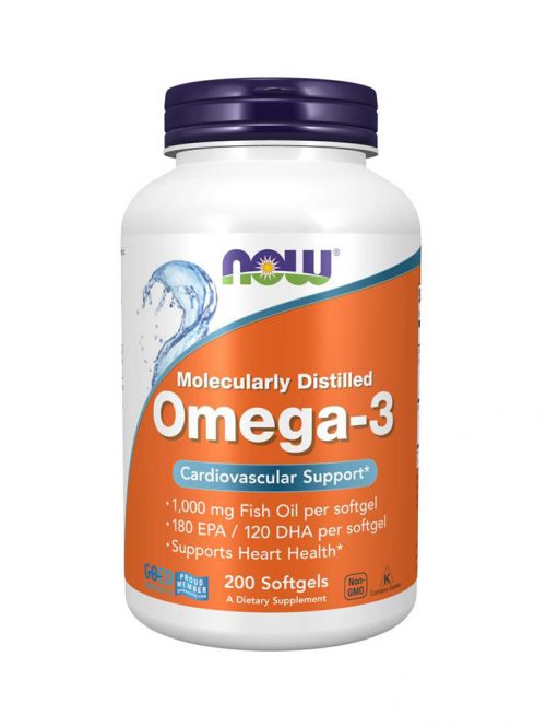 Omega-3 Molecularly Distilled 1000 mg Now Foods 200 softgel kapsula