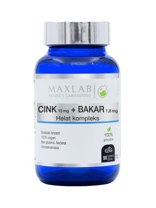 Cink 15 mg i bakar 1,8 mg Helat kompleks Maxlab 90 tableta