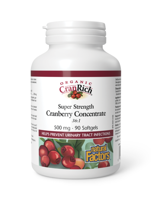 Organic CranRich Super Strength Cranberry 500 mg Natural Factors 90 softgel kapsula