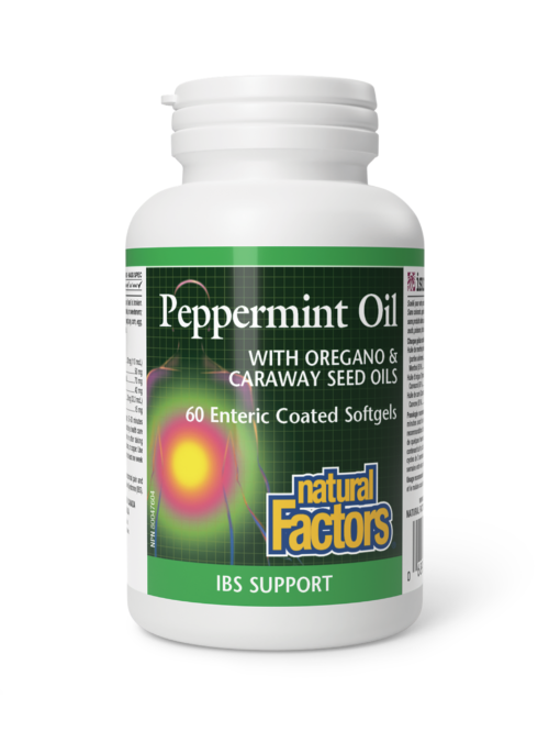 Peppermint Oil with Oregano & Caraway Seed Natural Factors 60 gastrorezistentnih kapsula