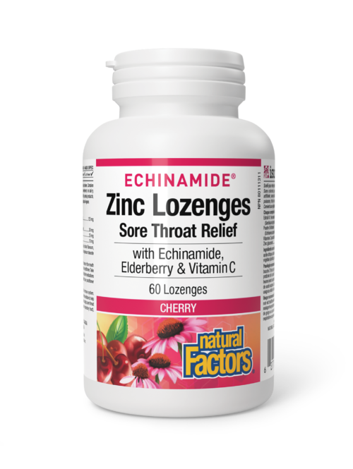 Zinc Lozenges with Echinamide Elderberry Vitamin C Natural Factors 60 lozengi
